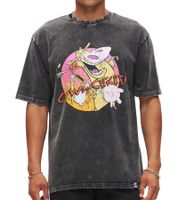 T-shirt homme RE:COVERED X Cartoon Network, imprimé vache et poulet, col rond en coton, gris, RCWARN754