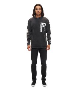 Maglione da uomo a maniche lunghe in cotone con stampa vintage RE:COVERED X Studio Canal Halloween RCSTC116, nero lavato