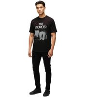 T-shirt homme RE:COVERED X L'EXORCISTE, col rond en coton, noir, avec imprimé photo, RCWARN559
