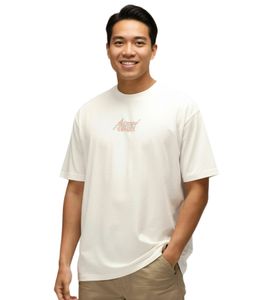 RE:COVERED X SUPERMAN DC Men's T-Shirt with Comic Print, Cotton Crew Neck, RCWARN556L, Ecru-White