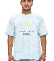 RE:COVERED X Pokemon Herren T-Shirt mit Pikachu Print Baumwoll-Shirt Rundhals-Shirt RCPOK216 Blau