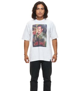 RE:COVERED X Studio Canal Men's T-Shirt EVIL DEAD 2 Cotton Shirt with Large Print, Crew Neck, RCSTC127 White