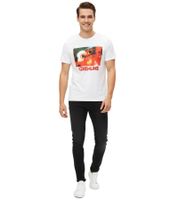 Camiseta RE:COVERED X GREMLINS para hombre con estampado fotográfico grande, cuello redondo, RCWARN557 blanca