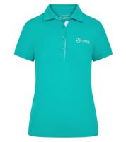 Mercedes-Benz AMG Petronas F1 MAPF1 Polo Damen Baumwoll-Shirt Polo-Shirt mit Team-Logos und farblichen Akzenten Kurzarm-Shirt 701227044 002 Türkis-Grün