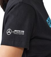 Mercedes-Benz AMG Petronas F1 MAPF Damen T-Shirt George Russell Baumwoll-Shirt Kurzarm-Shirt 701227128 001 Schwarz