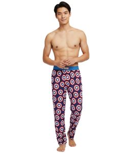RE:COVERED X MARVEL Captain America Men's Lounge Pants with Shield Print, Pajama Pants PCMARV502, Blue/Red