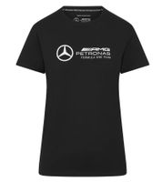 Mercedes-Benz AMG Petronas F1 MAPF Damen T-Shirt Baumwoll-Shirt mit großem Logo Kurzarm-Shirt 701227045 001 Schwarz
