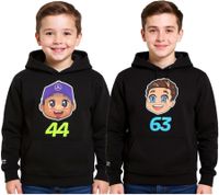 Mercedes-Benz AMG Petronas F1 Kids' Hoodie for Girls and Boys, Formula 1 Hooded Sweatshirt 70122713, George Russell or Lewis Hamilton, Black