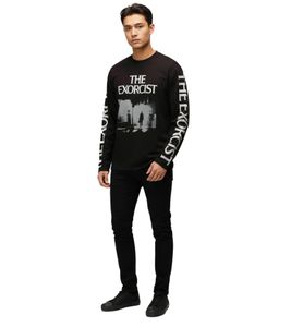 Camicia da uomo RE:COVERED X THE EXORCIST FILM con stampa fotografica, manica lunga, girocollo, RCWARN560, nera