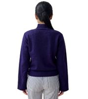 Damen Sweatshirt Strick-Pullover mit Trompeten-Ärmel Sommer-Pullover Langarm-Shirt 920021 Lila