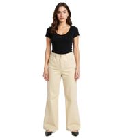 Damen Thermo-Jeans aus Baumwolle Denim-Hose im 5-Pocket-Style Schlag-Hose 953493 Beige