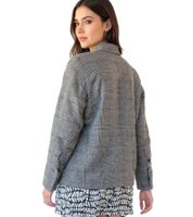 Women's Transitional Jacket Short Coat Sustainable Autumn Coat Checked Autumn Jacket 922470 Dark Gray