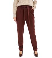 Damen Sommerhose knöchellange Paperbag-Hose mit Bindegürtel 956118 Braun