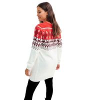 Damen Pullover kuscheliger Umstands-Pulli Schwangerschafts-Kleidung im Norweger-Design 920178 Rot/Beige/Weiß
