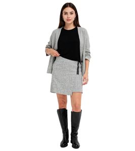 Gonna midi da donna, elegante gonna a portafoglio con elastico in vita, taglie forti 906640, grigio screziato