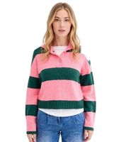 Maglione da donna lavorato a maglia con bottoni, maglione a righe, taglie forti 974173 rosa/verde