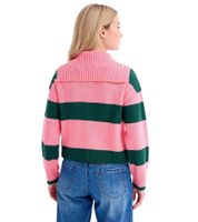Maglione da donna lavorato a maglia con bottoni, maglione a righe, taglie forti 974173 rosa/verde