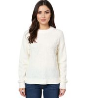 Maglione da donna lavorato a maglia con scollo rotondo, maglione per tutti i giorni, 934030 bianco