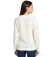 Maglione da donna lavorato a maglia con scollo rotondo, maglione per tutti i giorni, 934030 bianco
