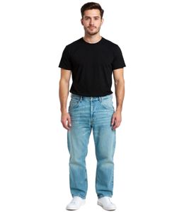 Jean homme stylé coupe skater, pantalon en denim avec fermeture éclair BR-11000-1700 bleu clair