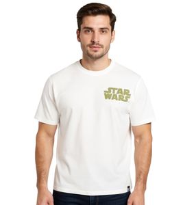 RE:COVERED X STAR WARS Herren T-Shirt mit Rücken-Print Baumwoll-Shirt Kurzarm-Shirt RCDIF2045 Ecru-Weiß
