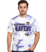 RE:COVERED X NFL Baltimore Ravens Herren T-Shirt mit Logo-Print Baumwoll-Shirt Rundhals-Shirt RCNFL1391 Lila/Weiß