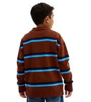 Kinder Strick-Pullover Jungen Rugby-Shirt Kragen-Pullover Herbst-Pullover 961675 Braun/Blau