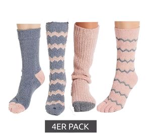 Pack of 4 Women's Cozy Socks, Warm Winter Stockings, Leisure Socks, Thermal Socks 925306 Pink/Gray