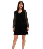 Damen Kleid gepunktetes Netzkleid stylisches Alltags-Kleid 909669 Schwarz 