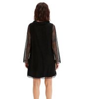 Damen Kleid gepunktetes Netzkleid stylisches Alltags-Kleid 909669 Schwarz 
