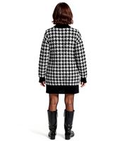 Damen Strick-Kleid mit Hahnentritt-Muster Mini-Kleid mit langen Ärmeln und Stehkragen 914658 Schwarz/Weiß
