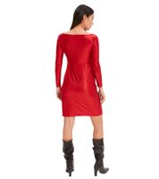 elegantes Damen Jersey-Kleid mit Metallic-Effekt Abend-Kleid mit langen Ärmeln 922945 Rot