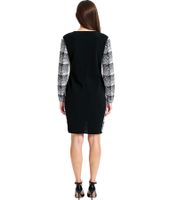 Damen Strick-Kleid im Karomuster Mini-Kleid mit langen Ärmeln 975864 Schwarz/Weiß