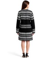 Damen Strick-Kleid mit Fairisle-Print Langarm-Kleid Herbst-Kleid 923627 Schwarz/Weiß