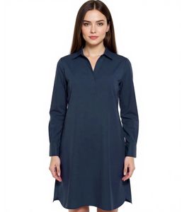 BOYSEN´S Damen Kleid modisches Blusen-Kleid Langarm aus reiner Baumwolle 66338030 Dunkelblau