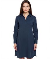 BOYSEN´S Damen Kleid modisches Blusen-Kleid Langarm aus reiner Baumwolle 66338030 Dunkelblau