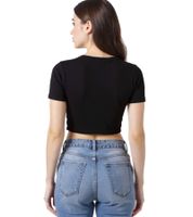 ZEGY Damen Crop-Top geripptes Baumwoll-Shirt schlichtes T-Shirt 1084 Schwarz