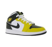 NIKE Air Jordan 1 Mid Kinder Sneaker Mädchen und Jungen Echtleder Turnschuhe Mid-Top Sneaker DQ8423-701 Gelb/Weiß/Schwarz