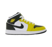 NIKE Air Jordan 1 Mid Kinder Sneaker Mädchen und Jungen Echtleder Turnschuhe Mid-Top Sneaker DQ8423-701 Gelb/Weiß/Schwarz