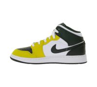 NIKE Air Jordan 1 Mid Kinder Sneaker Mädchen und Jungen Echtleder Turnschuhe Mid-Top Sneaker DQ8423-701 Gelb/Weiß/Schwarz