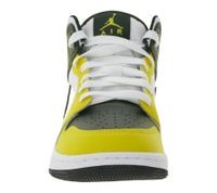 NIKE Air Jordan 1 Mid Kinder Sneaker Mädchen und Jungen Echtleder Turnschuhe Mid-Top Sneaker DQ8423-701 Gelb/Weiß/Schwarz