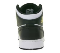 NIKE Air Jordan 1 Mid Kinder Sneaker Mädchen und Jungen Echtleder Turnschuhe Mid-Top Sneaker DQ8423-701 Gelb/Weiß/Schwarz