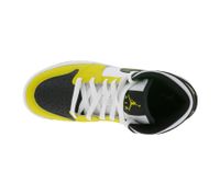 NIKE Air Jordan 1 Mid Kinder Sneaker Mädchen und Jungen Echtleder Turnschuhe Mid-Top Sneaker DQ8423-701 Gelb/Weiß/Schwarz