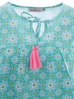 ZWILLINGSHERZ Women's Cotton Blouse Summer Blouse with Allover Paisley Pattern 33125-3 Blue/Green