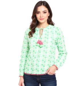 Camicia tunica estiva a pois da donna ZWILLINGSHERZ 33215-69 Verde/Bianco/Rosa