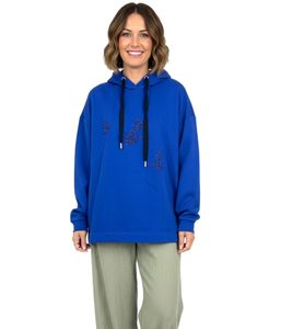 ZEGY Damen Hoodie Kapuzen-Pullover mit Vögel-Verzierungen Baumwoll-Pullover Sweater 1074 Blau