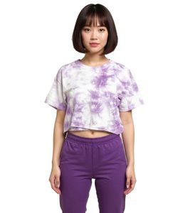 ZEGY Maglietta corta in cotone Batik da donna 1075 Viola/Bianco