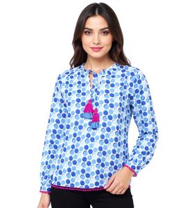 Camicia tunica estiva a pois da donna ZWILLINGSHERZ 33215-86 Blu/Bianco/Rosa