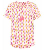 ZWILLINGSHERZ Kleiner Hummer Damen Sommer-Bluse Tunika-Shirt mit kurzen Ärmeln 33337-90 Orange/Pink/Weiß