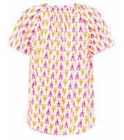 ZWILLINGSHERZ Kleiner Hummer Damen Sommer-Bluse Tunika-Shirt mit kurzen Ärmeln 33337-90 Orange/Pink/Weiß